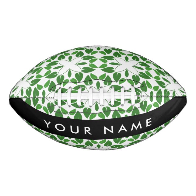 Ballon De Foot Motif de feuille, Feuilles vertes, Votre nom (Devant)