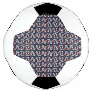 Ballon De Foot Motif de triangles géométriques bleu foncé et roug