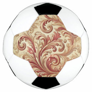 Ballon De Foot Motif doux rouge et or Damask
