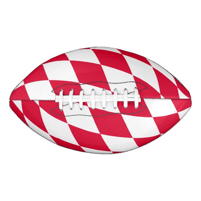 Ballon De Foot Motif du drapeau diamant de Bavière rouge et blanc (Devant)