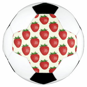 Ballon De Foot Motif fraises, fraises rouges, fruits, feuilles