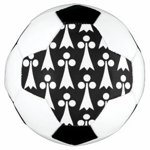 Ballon De Foot Motif Hermine, Motif Médiéval, Blanc sur Noir