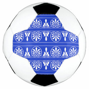 Ballon De Foot Motif Méditerranéen Arabesque Grec Bleu