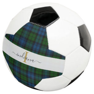 Ballon De Foot Motif monogramme Nom Initial Tartan Script