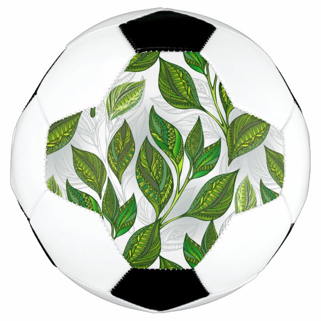 Ballon De Foot Motif sans couture avec Feuilles de thé vert (Devant)