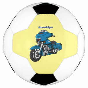 Ballon De Foot Motocyclette dessin animé bleu heureux mignon
