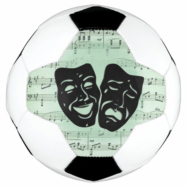 Ballon De Foot Musique verte et masques grecs de théâtre (Devant)