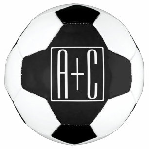 Ballon De Foot Noir & Blanc Initiales de couple