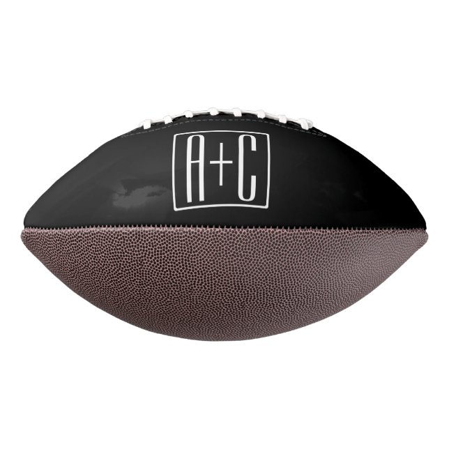 Ballon De Foot Noir & Blanc | Initiales de couple (Tourné à 270°)