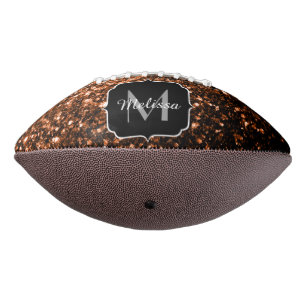 Ballon De Foot Nom de monogramme faux paillettes bronze foncé sci