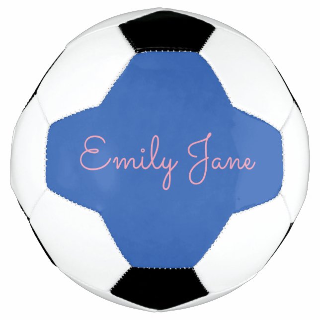 Ballon De Foot Nom de script bleu et rose personnalisé (Devant)