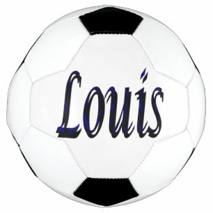Ballon De Foot Nom Louis Bleu Et Noir, Soccerball