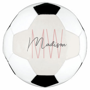 Ballon De Foot Nom Monogramme moderne Script Tan Rose