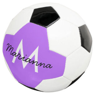 Ballon De Foot Nom Personnalisé Initial Girly Neon Purple