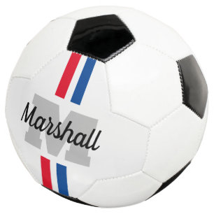 Ballon De Foot Nom personnalisé monogramme rayé balle de football