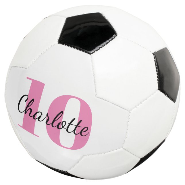 Ballon De Foot Numéro du nom des initiales du monogramme rose bla (3/4)