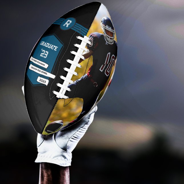 Ballon De Foot Numéro Jersey | Monogramme bleu de graduation (Créateur téléchargé)