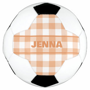 BALLON DE FOOT ORANGE EN VICHY PLAID PERSONNALISÉ