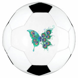 Ballon De Foot Papillon aux plumes de paon vert