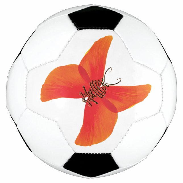 Ballon De Foot Papillon rouge orange avec votre nom (Devant)