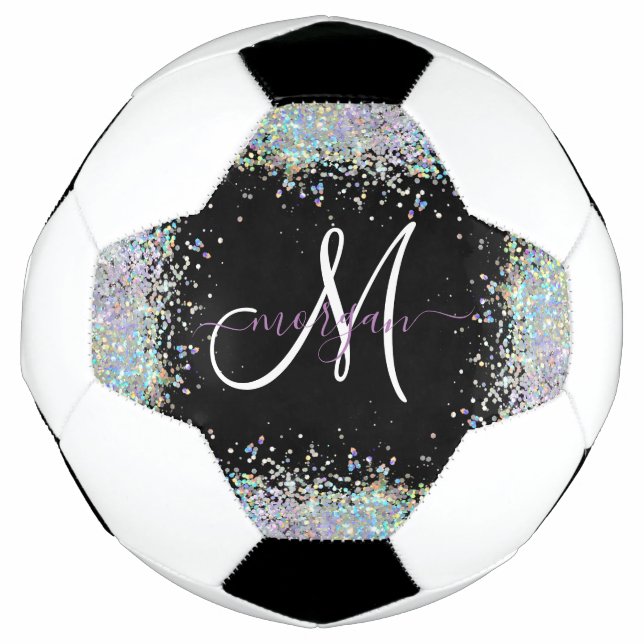 Ballon De Foot Parties scintillant holographique Rainbow Pastels  (Devant)