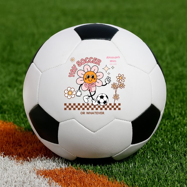 Ballon De Foot Personalized Funny Soccer Mum Retro Flower  (Créateur téléchargé)