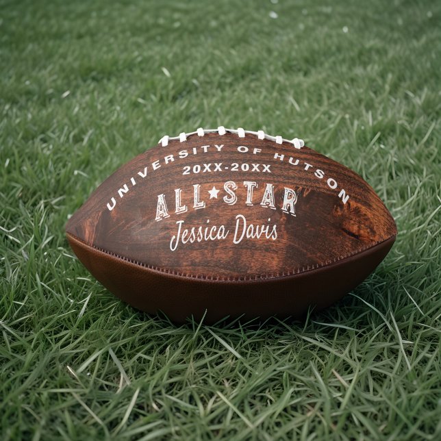 Ballon De Foot Personnalisé Lecteur All-Star Collage Photos en bo (Custom All-Star Player Collage Photos Woodgrain Football)