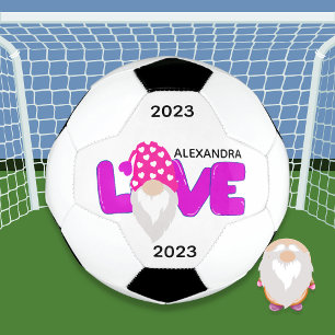 Ballon De Foot Personnaliser l'amour Gnome Coeur rose pourpre