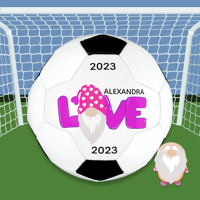 Ballon De Foot Personnaliser l'amour Gnome Coeur rose pourpre (Créateur téléchargé)