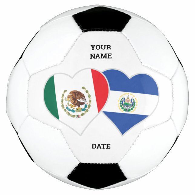 Ballon De Foot Personnaliser les coeurs du drapeau mexicain salva (Devant)