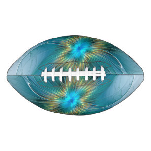 Ballon De Foot Petite Beauté Moderne Bleu Or Fractal Art Flower