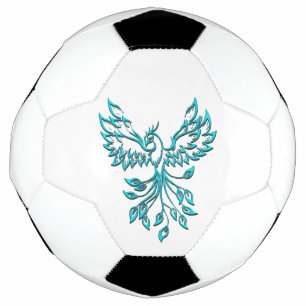 Ballon De Foot Phoenix Bleu se Lève sur Fond Blanc
