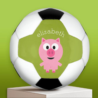Ballon De Foot Piglet de ferme mignonne - Rose et Lime vert