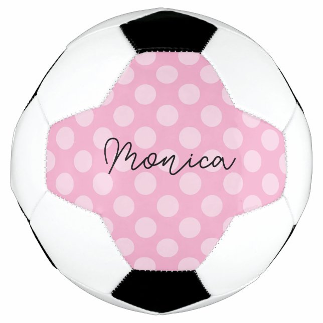 Ballon De Foot Point Polka rose clair personnalisé (Devant)