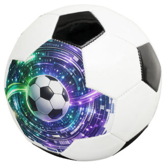 Ballon De Foot Portail Cyber Futuriste Vert Violet Vibrant