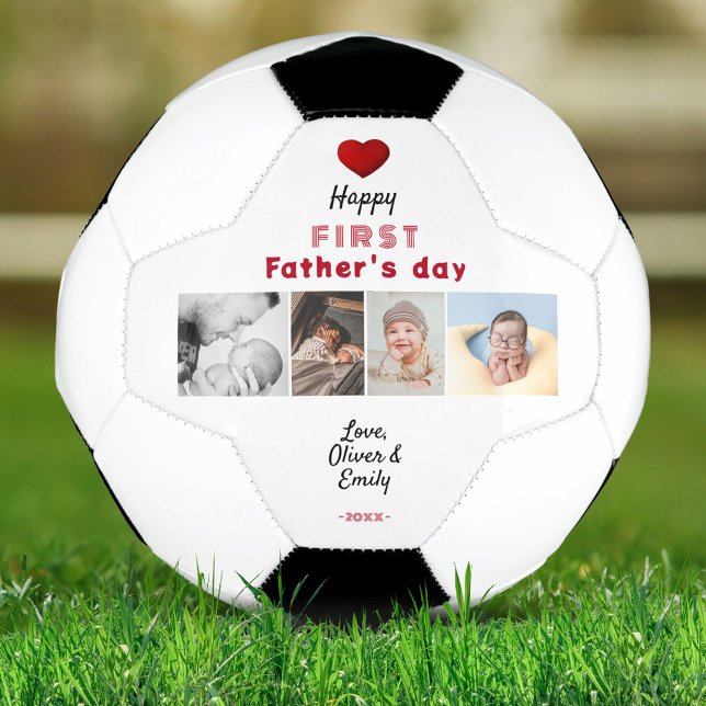 Ballon De Foot Première Fête des pères Red Heart 4 Photo Collage (Créateur téléchargé)