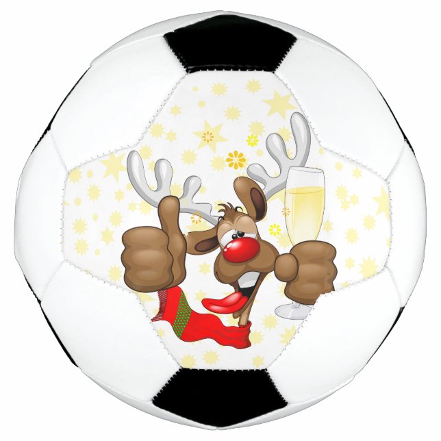 Ballon De Foot Reindeer Drunk Funny Caractère de Noël (Devant)