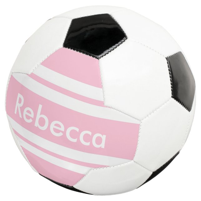 Ballon De Foot retour à l'école rayures roses personnalisables (3/4)