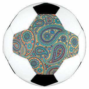 Ballon De Foot Retro Turquoise Arc-en-ciel motif Paisley
