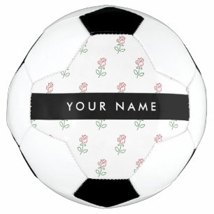 Ballon De Foot Roses Rouges, Motif De Roses, Votre Nom