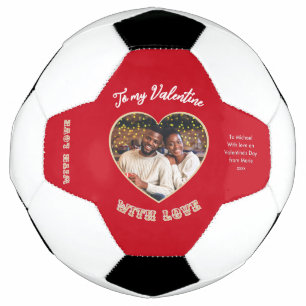 Ballon De Foot Saint-Valentin Rouge Photo de cœur personnalisée