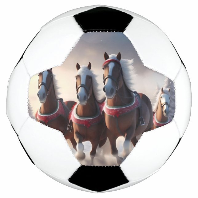 Ballon De Foot Santas Chevaux de Neige de Noël, (Devant)