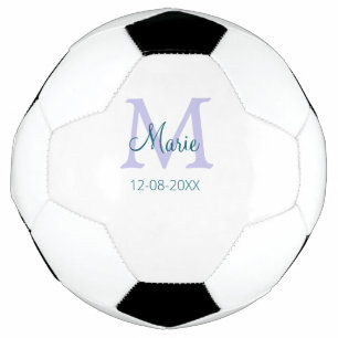 Ballon De Foot simple minimum ajouter nom monogramme violet vert 
