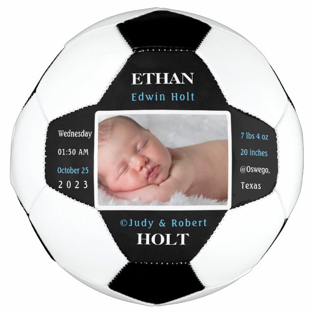 Ballon De Foot Statistiques de naissance de bébé personnalisées F (Devant)