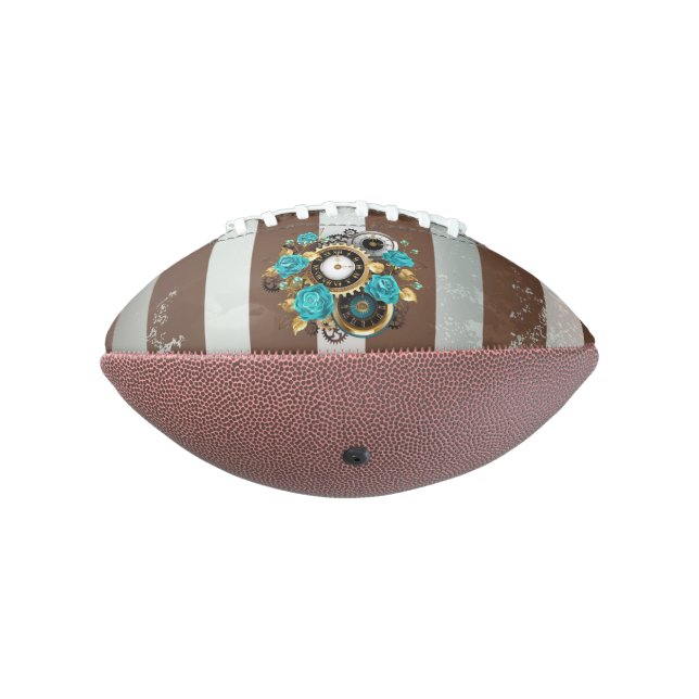 Ballon De Foot Steampunk Clock and Turquoise Roses on Striped (Tourné à 270°)