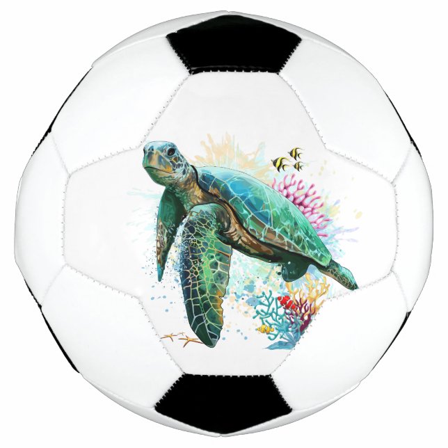 Ballon De Foot Style d'aquarelle sous-marine de tortue marine (Devant)