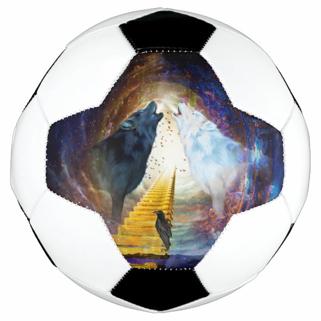 Ballon De Foot Super loup noir et blanc (Devant)