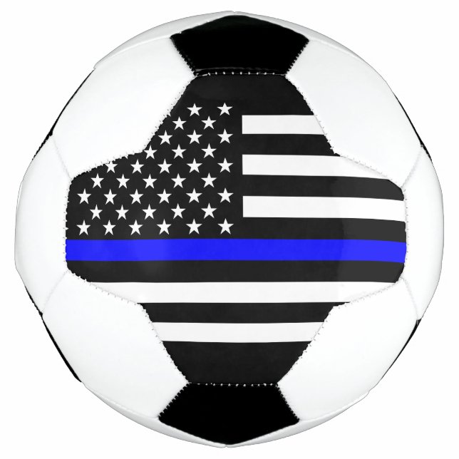 Ballon De Foot Symbole mince ligne bleue US Drapeau design graphi (Devant)
