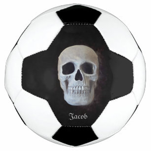 Ballon De Foot Tête de crâne Gothique Noir et Blanc Art tendanc