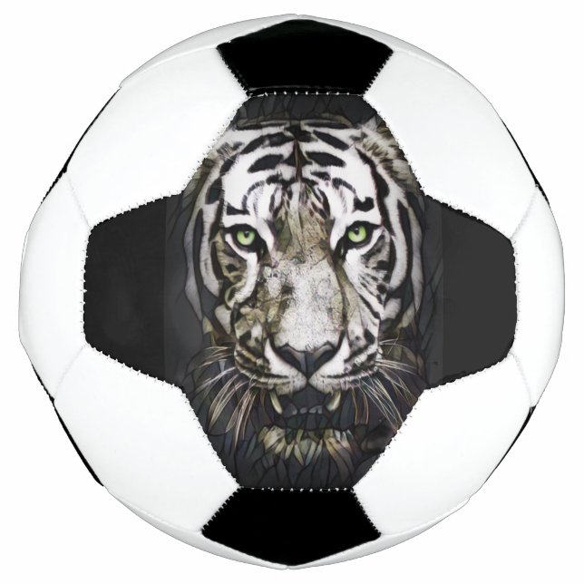 Ballon De Foot Tigre blanc en verre tendu (Devant)